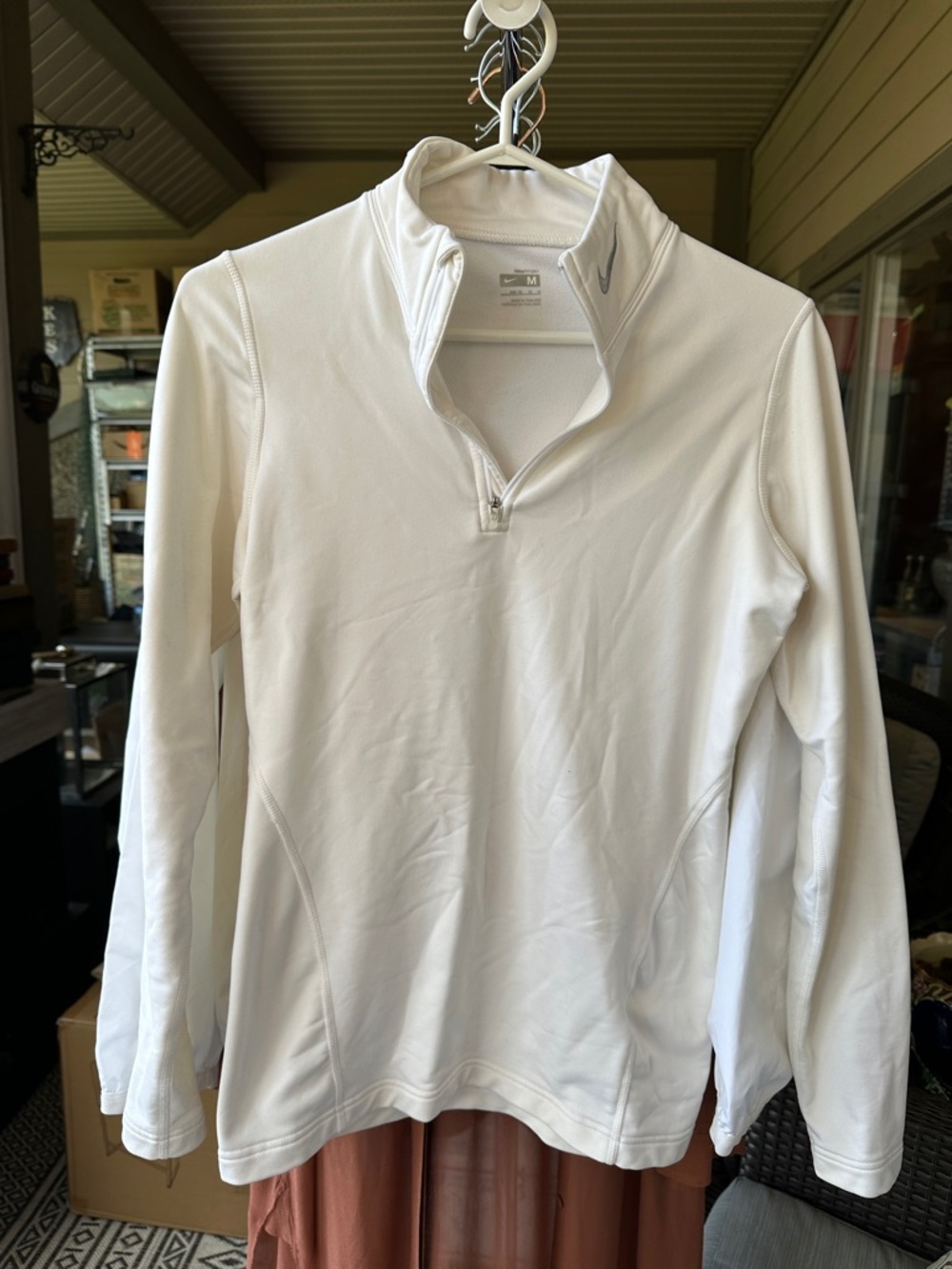Nike White Quarter-Zip Pullover Sweatshirt Medium